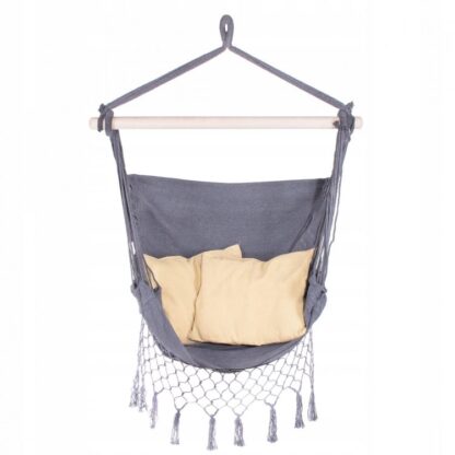 : Кресло-гамак сидячий (серый) с подушкой Springos 130 x 100 см